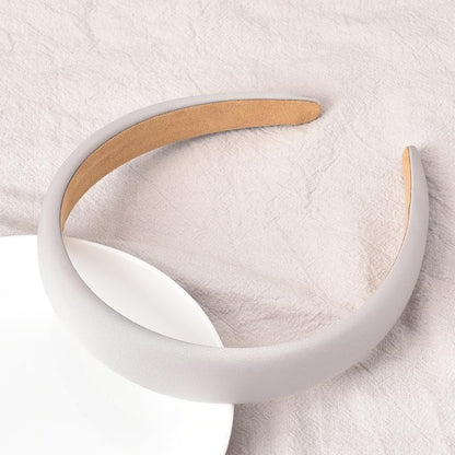 Padded Grey Headband for Women - Wide Non-Slip Fabric Hairband, Thick Sponge Hoop Hair Accessory for Girls - color: Grey