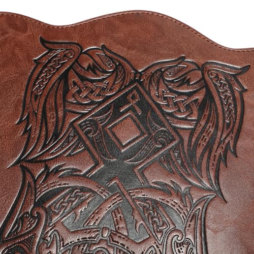 Medieval Leather Bracers Dragon Embossed Viking Leather Bracers Leather Arm Armer Cuff Leather Gauntlet Costumes Accessories - style: Viking Angle Wings Leather Bracers-light Brown