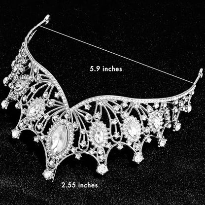TAROSE Crowns for Women, Queen Crystal Gold Silver Tiaras Goddess Crown | with White Rhinestone and Combs, Wedding Bride Birthday Princess Bridal Shower Hair Accessories for Women - color: 3 A. Silver + White