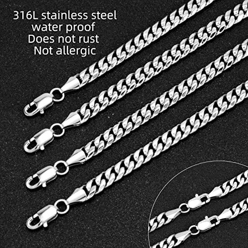 CaptainSteeL Cuban Bracelet for Men Stainless Steel Chain Link Bracelet | 8mm Width,7/7.5/8/9 Inch Length, Silver/18K Gold Plated,Men Bracelet,Waterproof Bracelet,Bithday ,Christmas gift - color: Cuban Chain SteeL, size: 7.5in