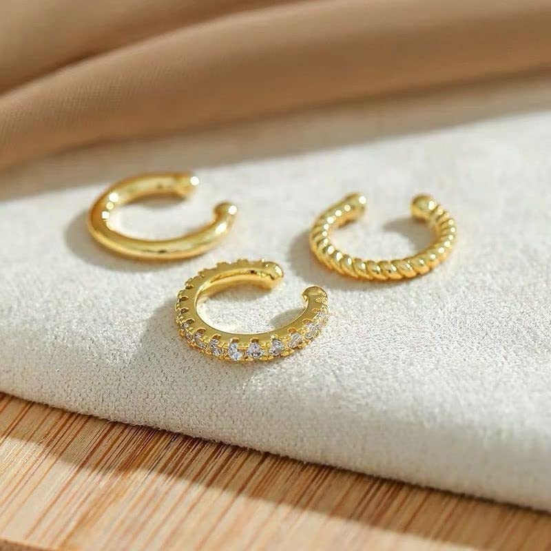 Ear Cuff for Women 14K Gold Plated Cuff Earrings Cubic Zirconia Hoop Huggie Ear Cuffs for Girls Gold Ear Cuffs Non Pierced Ear Clips Cartilage Earring Women Jewelry - color: 6Pcs Gold Set