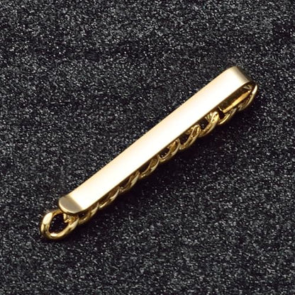 Mens Chain Tie Clips For Men Unique Silver Black Gold Tie Bar Round Stainless Steel Tie Clip - style: GOLD