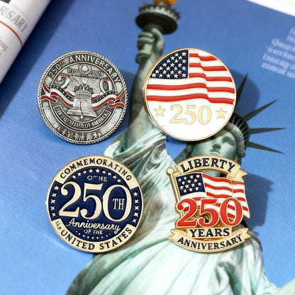 4Pack USA 250th Anniversary Pins, 250th Merchandise - Alloy Metal Enamel Patriotic Lapel Pin for July 4th, Independence Day, Semiquincentennial Commemorative Badges for Men Women, Hats, Bags, Gifts