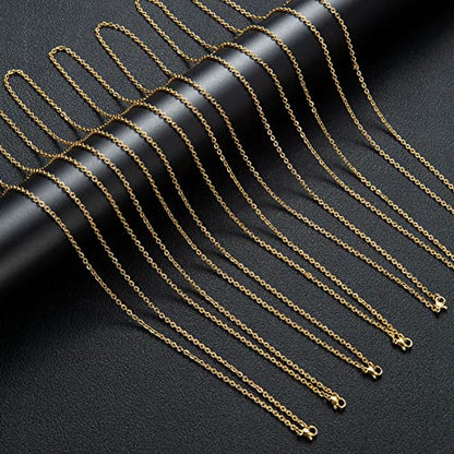 20 Pack Necklace Chains Gold Plated Stainless Steel Cable Chain Necklace Bulk for Jewelry Making, 20 Inches - size: 20 Inches