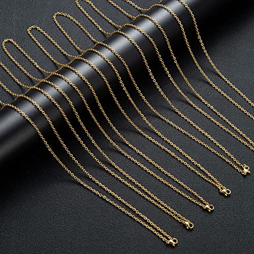TOSCALINA 20 Pack Necklace Chains Gold Plated Stainless Steel Cable Chain Necklace Bulk for Jewelry Making, 24 Inches - size: 24 Inches