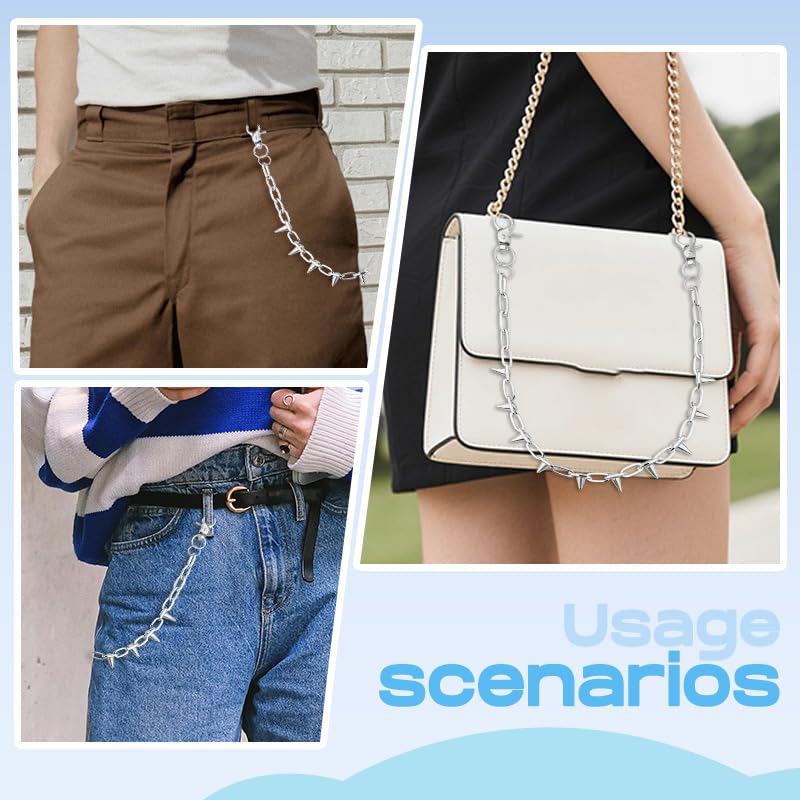 Goth Pants Chain Charms for Women Men Punk Layered Jean Chains Gothic Y2k Pocket Chain for Women Hip Hop Waist Chains - color: Rivet2