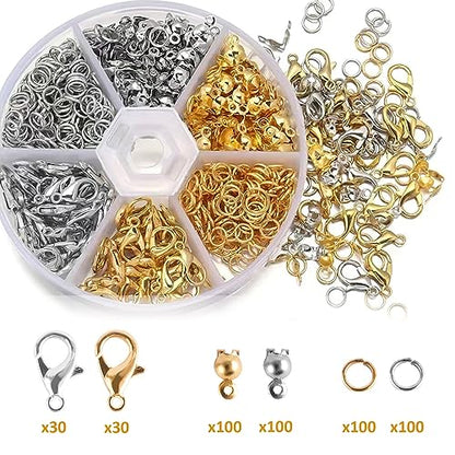 462 Pcs Lobster Claw Clasps with Jump Ring Opener and Tweezer | for Jewelry Making Kit,Lobster Clasp Set with Open Jump Rings Connectors,Bracelet Making Kit for Jewellery DIY Craft
