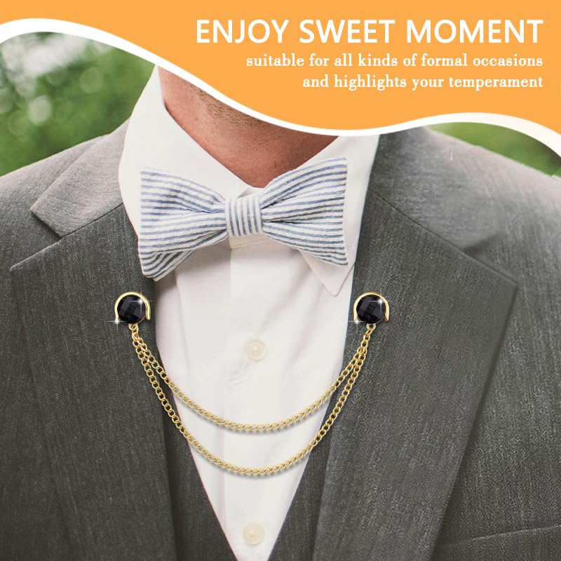 Crystal Rhinestone Brooch Mens Lapel Pins for Shirt Collar Suit Tassel Collar Chains for Shirts Badge Suit Accessories Men Brooch - color: Black