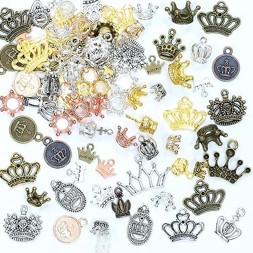 stino 100 G Mixed Style Metal Charms for Jewelry Making, Bulk Silver & Gold Plated, for Bracelet, Necklace, Earrings DIY Crafts - style: Crown