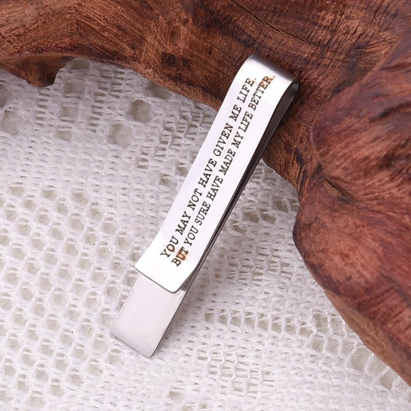 Step Father of The Bride Groom Gifts from Daughter Son, Stepfather of The Groom Bride Tie Clip Gifts for Wedding Day for Dad - style: step father of groom