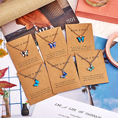 Ornaland 6pcs Butterfly Pendant Necklace for Women Adjustable Alloy Enamel Chain Charms Jewelry Fashion Dangle Necklace Gifts for Lovers Christmas Birthday - color: A1