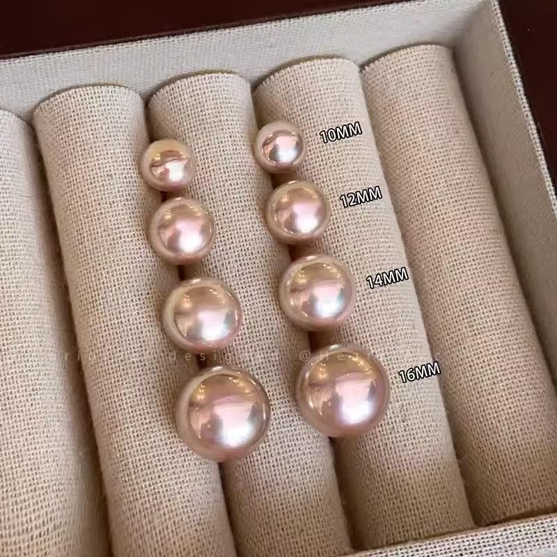 Natural Freshwater Cultured Pearl Stud Earrings, AAAA+Handpicked, Sterling Silver 18K Gold Plated Hypoallergenic Earring Studs Jewelry For Women - color: Pink light, size: 12mm