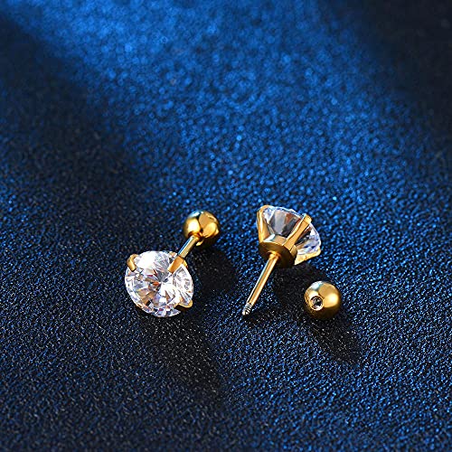 Stud Earrings Set 316L Stainless Steel Hypoallergenic Earrings for Women Men Earrings 3-7mm Cubic Zirconia Earrings Tragus Cartilage Helix Lobel Ear Studs 20G,Pack of 5 Pairs - color: B03:5Pairs(GOLD)