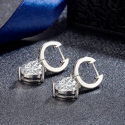 Cubic Zirconia Heart Dangle Hoop Earrings Crystal Love Heart Charm Drop Cartilage Small Huggie Hoops Earring Piercing Dainty Valentine's Day Jewelry Gifts for Women - color: Silver