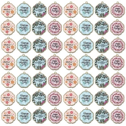 Youdiyla 8pcs Alloy Enamel Printed Flower Mother's Day set Pendant Jewelry Making DIY Keychain Earrings Pendant Various Design Charms for Jewelry Making Bracelets Necklace (SN775) - color: SN775