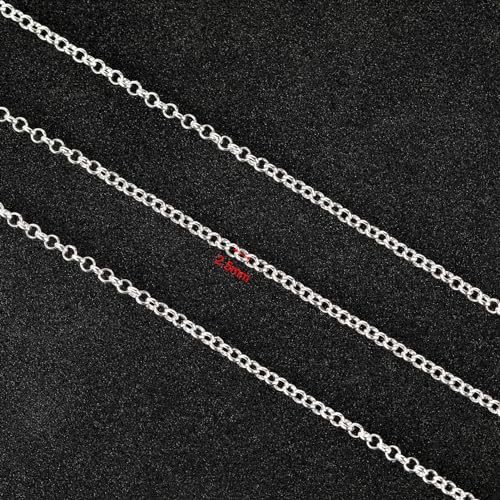 UMAOKANG 10 Meters Silver Chain for Jewelry Making Silver Plated Solid Brass Chains Bulk for Women Necklace Bracelet DIY Jewelry Supplies - color: Silver Rolo