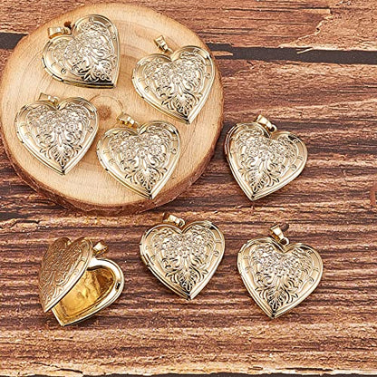 LiQunSweet 10 Pcs Sweet Heart Pendant Brass Locket Box Charms Photo Frame Memorial Collection Charms for Necklaces Jewelry Making - 29x28.5mm - color: Heart Locket Pendant_29x28.5mm