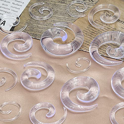 Qmcandy 00G-20mm Ear Stretching Kit 36PCS Big Gauge Taper Kit Large Acrylic Tunnel Plug Spiral Set - color: 36pcs, Transparent