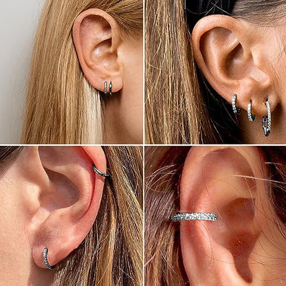 316L Surgical Steel Huggie Hoop Earrings | Dainty Pave Cubic Zirconia Cartilage Tiny Earring for Sensitive Ears Hypoallergenic Lightweight for Women Men - style: Silver,20G*10mm