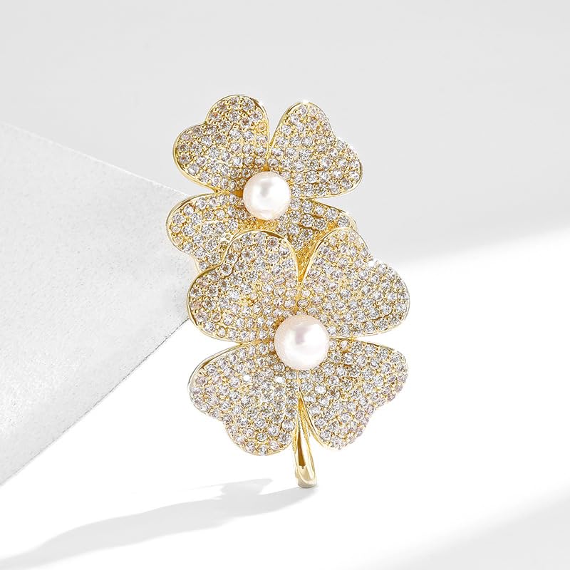 Brooches and Pins for Women Elegant Flower Pearl Brooches Costume Broches Jewelry Lady Christmas Pin for Women - style: GD-2097
