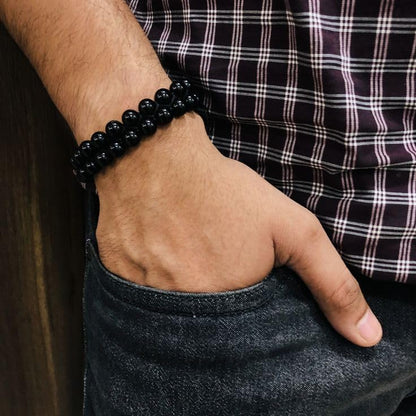 Carnelian Bracelet - Stone of Luck,Stretch Natural Stone Crystal Beads Jewelry Gifts for Women Men Unisex - color: Black Obsidian-Pleasure, size: 8mm