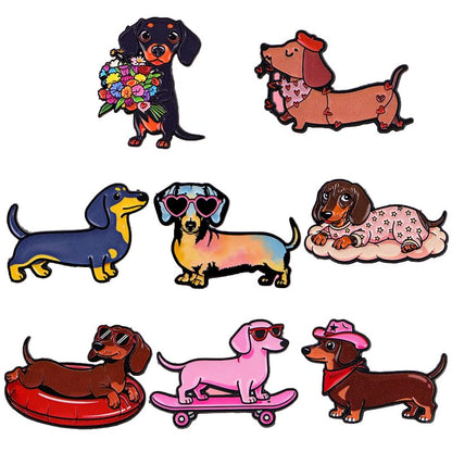 8PCS Cute Dachshund Pins Set – Adorable Sausage Dog Enamel Lapel Pins for Pet Lovers – Kawaii Dog Brooches for Jackets, Bags, Hats – Perfect Gifts for WienerDog Fans & Animal Enthusiasts