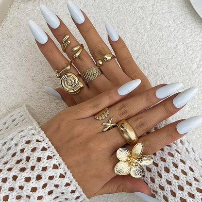 Chunky Stackable Rings Set For Women Open Adjustable Bold Thick Geometric Knuckle Rings Minimalist Statement Jewelry Gift - style: Style 2