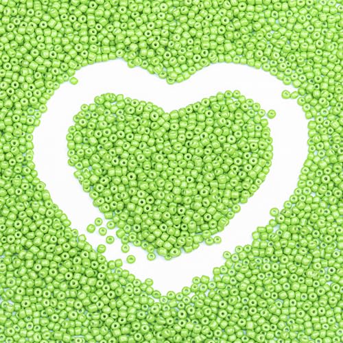 2mm Glass Seed Beads Bulk, Bright Green 12/0 Tiny Round Seed Bead, Small Mini Pony Craft Beads for Bracelet Necklace Wrist Jewelry Making Beading Weaving DIY Crafts Supplies - color: Bright Green