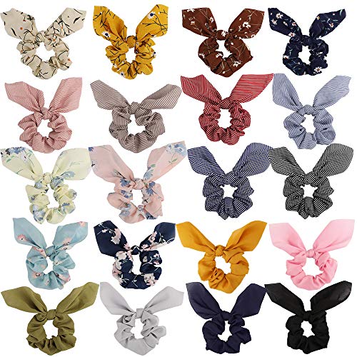 20 Pack Hair Scrunchies for Women, Adorable Chiffon Bow Scrunchies for Thick Hair, Bunny Ear Scrunchies Elastic Bulk Scrunchies Hair Accessories Hair Ties for Girls multi-colored2 - color: multi-colored2
