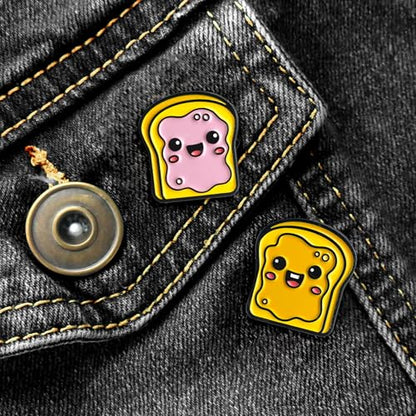 Enamel Pin Set (2 Pins Per Set) for Backpack, Bag, Lapel, Kawaii Button Collector - style: PB & J