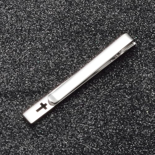 Unique Cross Tie Clips For Men Silver Black Gold Religious Christian Tie Clips For Men's Tie Accessories - style: cross tie clip silver