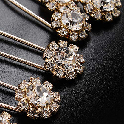 Crystal Bridal Hair Pins Clips Wedding Hair Accessories Hair Set Jewelry With Rhinestone For Brides and Bridesmaids Set Of 12 (Gold) - color: Gold