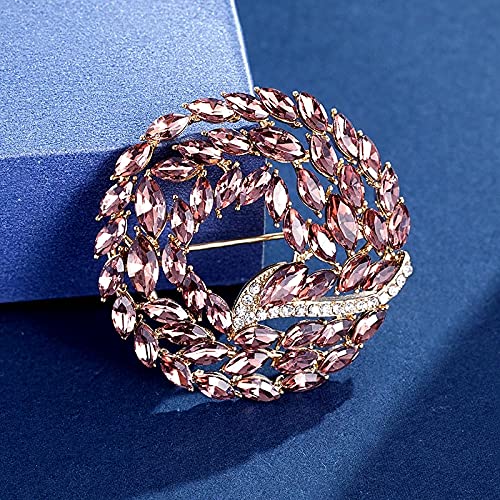 Brooch Pins for Women Girls Fashion Flower Crystal Rhinestone Pearl Jewelry - color: purple