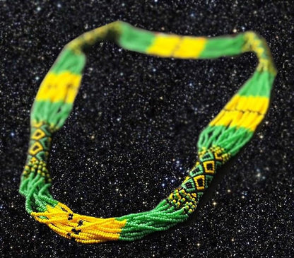 Layered – Boho Native American Style Layered Beaded Necklace– Ukrainian beaded Necklace Native Handmade Seed Bead Necklace Tribal ethnic beaded Necklace for Women (Tuquoise) - color: Green & Yello