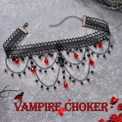 ACEDRE Gothic Lace Bead Choker Necklace Black Red Vampire Collar for Women | Halloween Victorian Costume Necklaces Jewelry