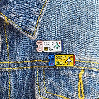 Premium Handmade Enamel Lapel Pin Brooch Badge - color: Adventure Awaits, size: 1 Pin