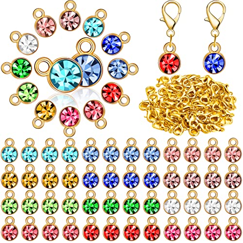 Sureio 120 Pcs Birthstone Charms for Jewelry Making Handmade DIY Crystal Birthstone Beads Bling Round Charms Bracelet Enamel for Birthday Jewelry Making Earrings Accessory (Assorted Color) - color: Assorted Color
