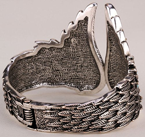 YACQ Women's Guardian Angel Wings Hinged Bangle Bracelets Fit Wrist Size 6.5 to 7.5 inch - Lead & Nickle Free - Women Biker Jewelry - Costume Accessories