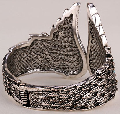YACQ Women's Guardian Angel Wings Hinged Bangle Bracelets Fit Wrist Size 6.5 to 7.5 inch - Lead & Nickle Free - Women Biker Jewelry - Costume Accessories
