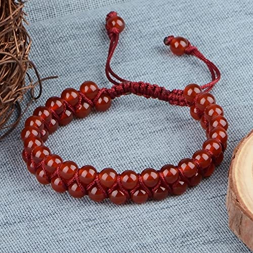 MASSIVE BEADS Double Layer Natural Chakra Healing Power Crystals Macrame Bracelet Yoga Stone Beads Gemstone Meditation Relax Anxiety Bangle for Unisex Women Men - color: Carnelian, size: 6mm