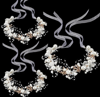 2 Pcs Flower Girl Headpiece - Rhinestone Crystal Wedding Headband - Bridal Flower Headband for Girls & Baby - Gold Hair Accessories