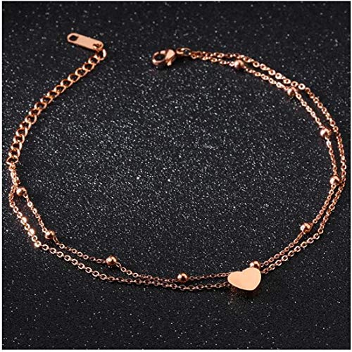 RoseGold Ankle Bracelets for Women - Layered Anklets - Link Foot Jewellery - color: RoseGold - 5#