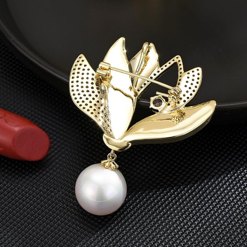 Brooches and Pins for Women Elegant Flower Pearl Brooches Costume Broches Jewelry Lady Christmas Pin for Women - style: GD-1912