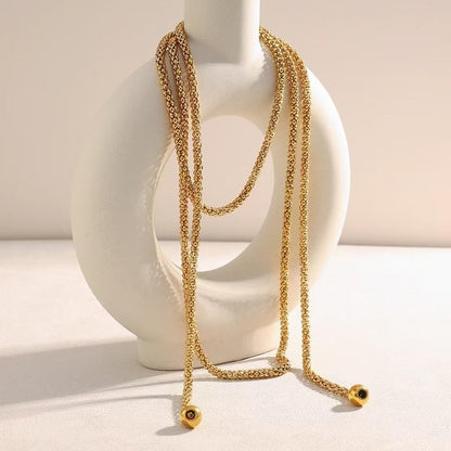 Green Beaded Lariat Necklace with Baroque Pearl Drops – Adjustable Wrap Y Style Jewelry, Beach and Bohemian Outfit Accessory for Women - color: Gold Ball Drop