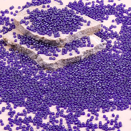 2mm Glass Seed Beads Bulk, Metallic Blue 12/0 Tiny Round Seed Bead, Small Mini Pony Craft Beads for Bracelet Necklace Wrist Jewelry Making Beading Weaving DIY Crafts Supplies - color: Metallic Blue