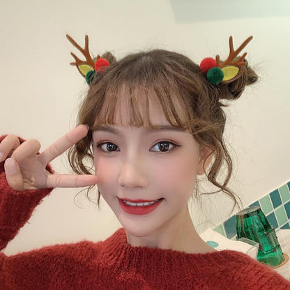 Christmas Antler Hair Clips Christmas Red Green Hairball Hair Clip for Women Christmas Ears Hair Clips Christmas Hairband Christmas Hairpins Hair Clips Christmas Clips Hair Clips Accessories 2Pack - color: Red Green Ball