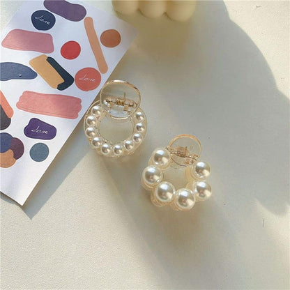 3 Pcs Pearl Hair Claw Clips for Women Girls, Fashion Claws Clip Non Slip Barrettes Jaw Clamps Hair Accessories (FD200-3Pcs)