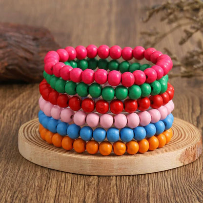 Boho Wood Beaded Bracelet Set for Men Women, Multilayer Stackable Vintage Tribal Wooden Stretch Bracelets, Natural Wood Bead Jewelry for Casual Party Gifts