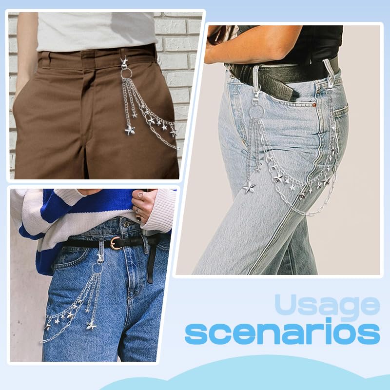 Goth Pants Chain Charms for Women Men Punk Layered Jean Chains Gothic Y2k Pocket Chain for Women Hip Hop Waist Chains - color: Star 2
