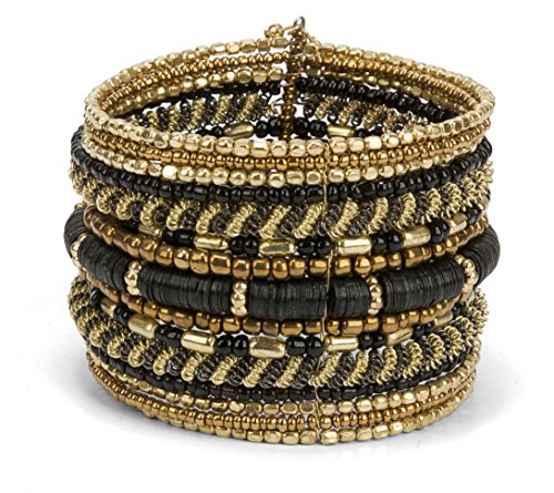 SPUNKYsoul New! Boho Metal Cuff Bangle Bracelets for Women l Collection - style: Gold & Black